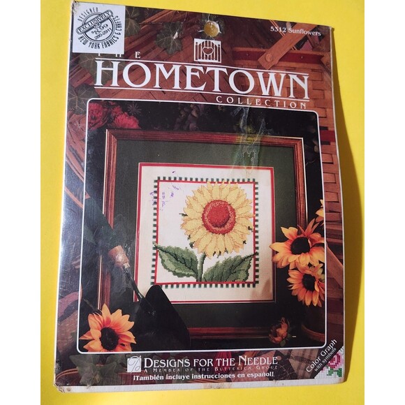 Hometown Collection Sunflowers Cross Stitch Kit 5312 Vintage Sealed - Picture 1 of 2